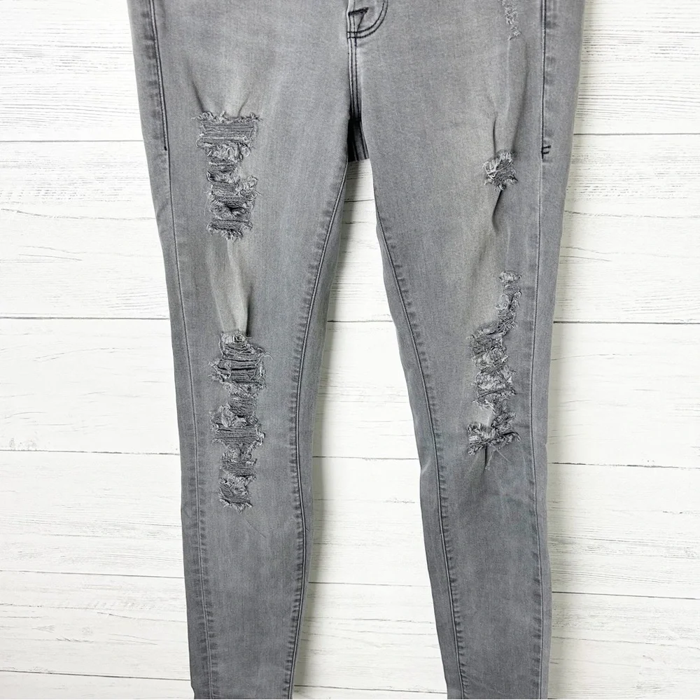 Frame Denim Le Skinny de Jeanne in Grey Shred Stretch Mid Rise 26 - Picture 4 of 11
